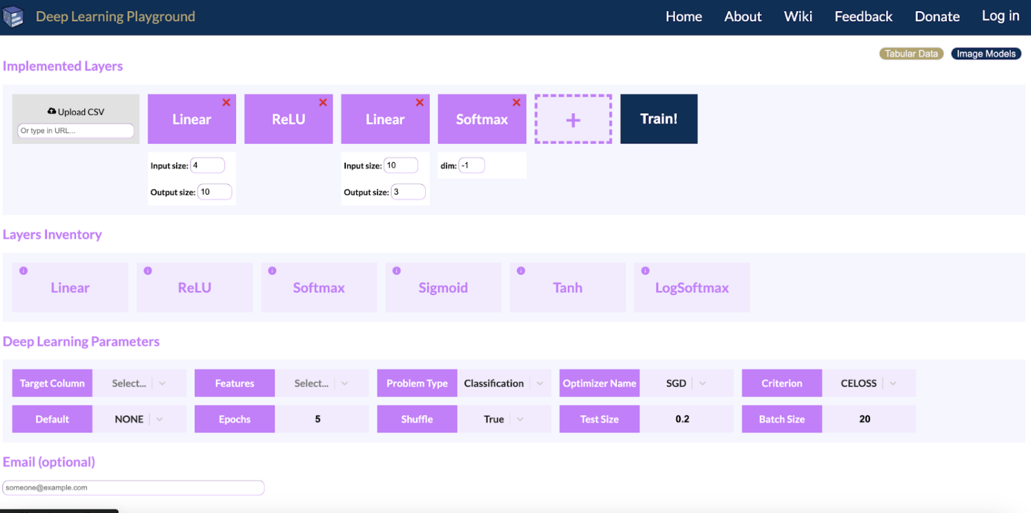 Deep Learning Playground screenshot