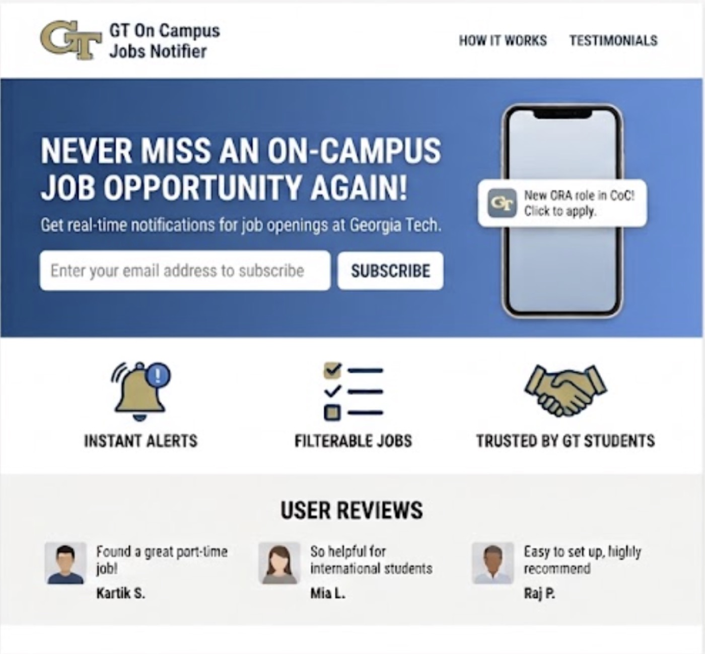 GT On-Campus Job Notifier screenshot